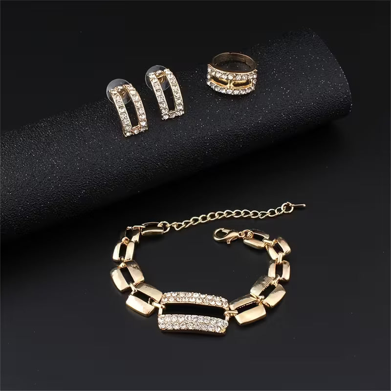 Elegant Gold-Plated Crystal Jewelry Set