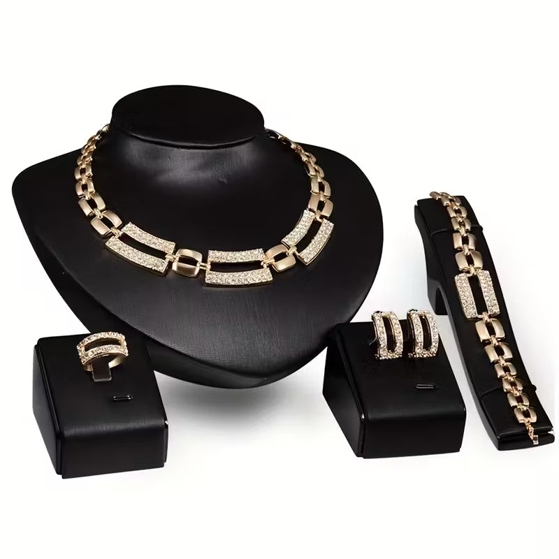 Elegant Gold-Plated Crystal Jewelry Set