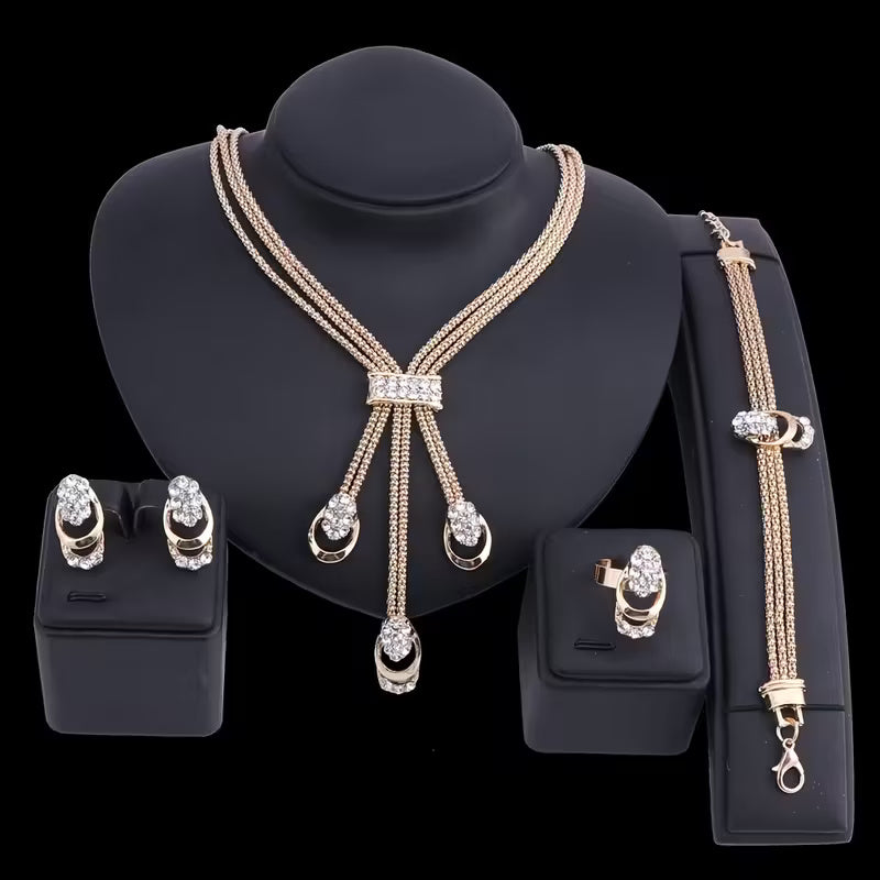 Luxury Gold-Plated Crystal Jewelry Set