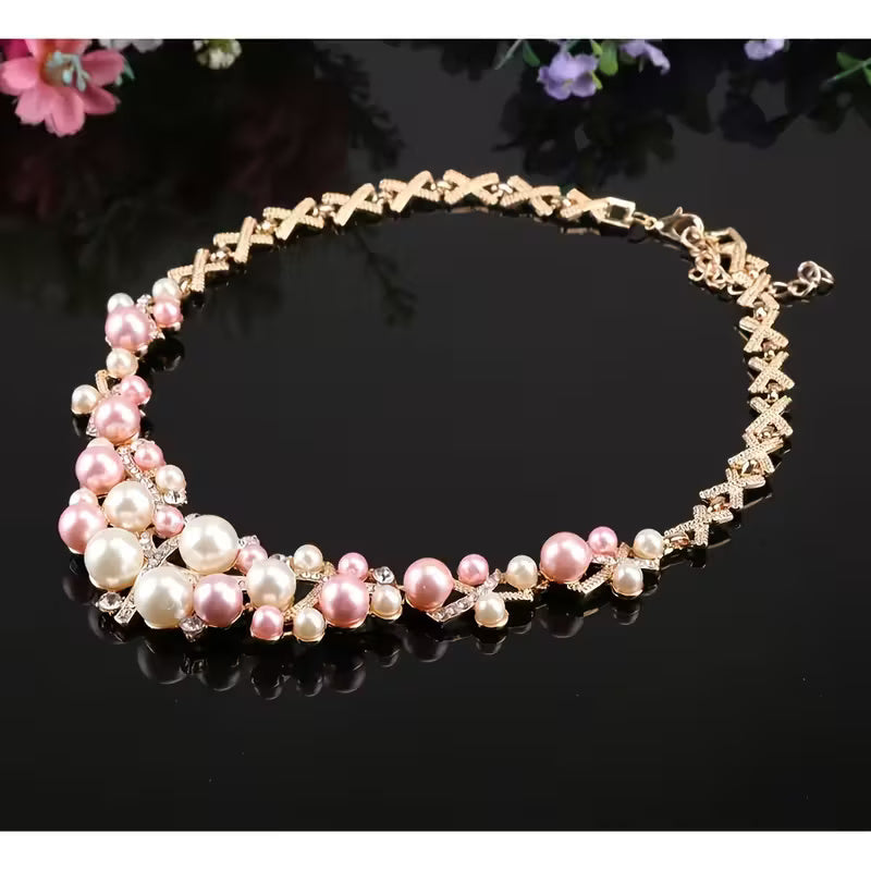 Luxury Pink & White Pearl Jewelry Set