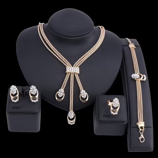 Luxury Gold-Plated Crystal Jewelry Set